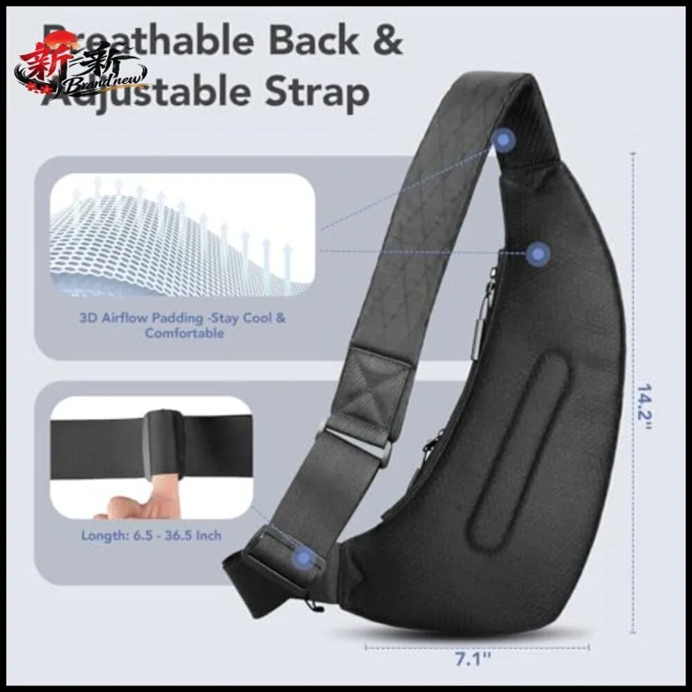 Waterproof Sling Bag with Tablet Compartment, Lightweight Crossbody Bag for Men